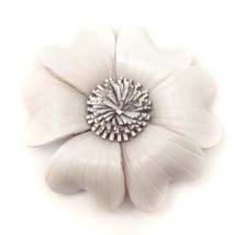 White Heart Petals Floral Love 2-in-1 Leather Pin/Hairclip - £13.84 GBP