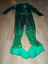 Boys Size Large 12 Muscled Chest Green Lantern Halloween Costume Jumpsuit GUC - £18.76 GBP