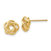 14K Yellow Gold Love Knot Earrings Jewelry Studs 12.5mm x 11mm - £92.25 GBP