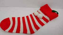 Kurt Adler Christmas Red White Striped Knit Stocking Tassels 12-13" striped 1988 - $9.89