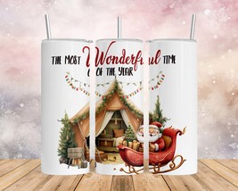 Skinny Tumbler with Straw, 20oz, Christmas Camper, The Most Wonderful Time of th - £27.92 GBP+