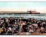 Busy Beach and Pier Long Beach California CA UNP DB Postcard W16 - £5.49 GBP