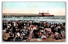 Busy Beach and Pier Long Beach California CA UNP DB Postcard W16 - £5.48 GBP