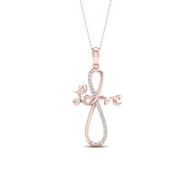 10K Rose Gold 1/20ct TDW Diamond Love Infinity Necklace - £186.86 GBP