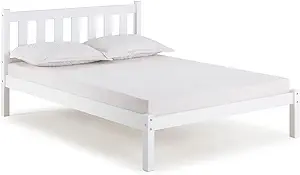 Poppy Full Wood Platform Bed, White - £276.48 GBP