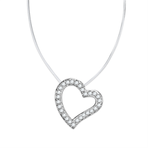 3W420 - Rhodium Brass Necklace with AAA Grade CZ  in Clear - $458.81 MXN