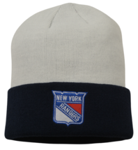 New York Rangers NHL Team Logo Cuffed Knit Beanie Winter Watch Cap Hat by Adidas - £14.93 GBP