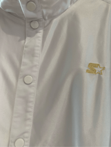 STARTER Baseball Warm Up Jacket-2XL White/Gold Short Sleeve Snap EUC Mens - £17.29 GBP