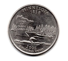 2005 D Minnesota State Washington Quarter - Almost Uncirculated - £0.98 GBP