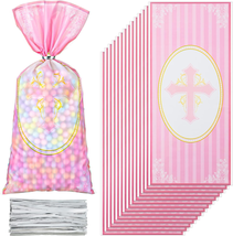 HOTOP 100 Pcs Baptism Cellophane Bags Christian Gift Treat Bag Religious Goodie  - £8.99 GBP