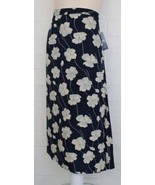 Chaps Woman Size 2X New Navy Blue Gray Cream Floral Long Skirt - £15.65 GBP