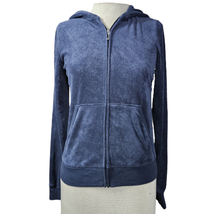 Juicy Couture Navy Blue Velour Hoodie Size Medium - £19.78 GBP