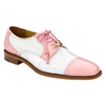Belvedere Mens Shoes Batta Pink/White Genuine Ostrich Lace Up 14006 image 9
