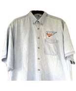 VTG Denim Shirt Hot Rod Cars Embroidered Logo Mens XXL Button Down 1998 ... - £48.24 GBP