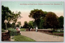 Mansfield OH Ohio Arch Bridge And Road Scene Sherman-Heinman Park Postcard G36 - $5.95