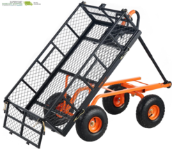 VEVOR 880Lbs Steel Garden Dump Cart Utility Wagon, Heavy Duty Yard Dump ... - $293.60