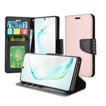 For Samsung Note 10 Wallet Flip Case Textured Carbon Fiber Case ROSE GOLD - £4.60 GBP
