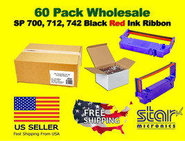 60 Pack - Star SP-700 Black / Red Ribbon Ink RC700BR, SP700, 712, 742 Low Price - £89.32 GBP