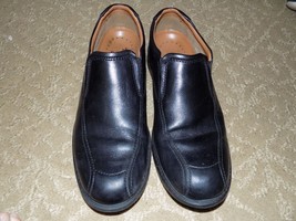 Clarks Hommes Black Tumbled Leather slip on casual Size 10.5 Men&#39;s EUC - £32.75 GBP