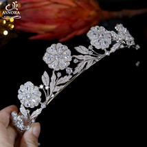 European Crown, Gorgeous Flower Zircon Queen Crown Jewelry Hair Accessor... - £110.44 GBP