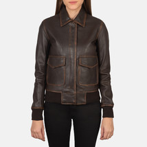 LE Westa A2 Brown Leather Bomber Jacket - £108.56 GBP+