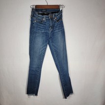 J Crew Jeans Womens Size 25 Blue Skinny Ankle High Rise Pants Gently Used - £18.22 GBP