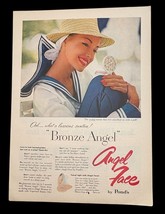 Ponds Angel Face Powder Makeup Vintage Print Ad 1950s Bronze Suntan Sailor Girl - $11.89