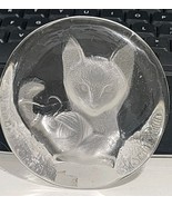 Cat Lover Etched Clear Glass Cat Yarn Figurine Paperweight Home Decor Art - $25.00