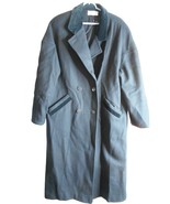 Vintage 1980s Womens Black Wool  Long Coat Overcoat Lined Velvet accents - $89.98