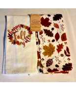 Set of 2 Kitchen Towel Happy For Fall 16 in x 26 in 100% Cotton - HAS SPOTS - £8.98 GBP