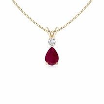 Authenticity Guarantee

ANGARA Natural Ruby &amp; Diamond Teardrop Pendant Neckla... - $530.10