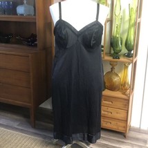 Vintage Black Nylon Full Slip Nightgown Size 36” Bust Length 41” - $24.64 CAD