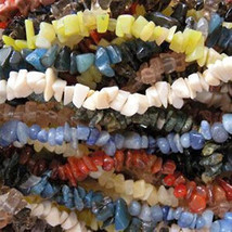 Mixed Stone &amp; Glass Chip Beads Endless 32&quot; - 34&quot; Bulk Chips (TEN 10 Strands) - £17.40 GBP