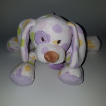 Baby Ganz Spotty Puppy Rattle Dog Plush Lovey Purple Pink Green Yellow P... - $12.58