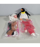 TY Teenie Beanie Babies Lot of 4 Cat Penguin Snort Seal Sealed and Used - £8.29 GBP