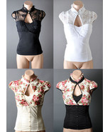 Evening Womens Lace Ruffle Victorian Gothic Steampunk Shirt Top Blouse S... - $34.20 CAD