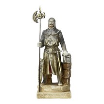 Armored Medieval Crusader Knight Templar with battle double axe Spear Statue - £42.73 GBP