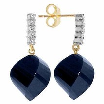 30.65 Carat 14K Solid Yellow Gold Gemstone Earrings Diamond Sapphire - £453.30 GBP