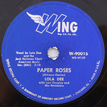 Lola Dee – Paper Roses / Only You (And You Alone) - 1955  10&quot; 78 rpm W-90015 - £11.43 GBP