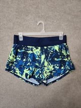 Under Armour UA Speedpocket Shorts Womens Large Navy Yellow Fitted Runni... - $29.57