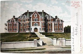 St. Joseph&#39;s Hospital, South Bend, Indiana, vintage postcard 1907 - £11.18 GBP