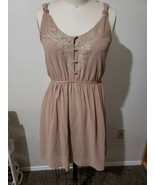 Papaya Woman Tan Sleeveless Dress Embroidery Front Size S - $10.83 CAD