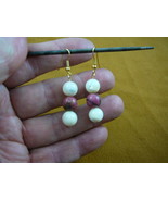 (EE-486-2) three bead 10 mm Pink rhodonite White Mother of pearl dangle ... - €14,50 EUR