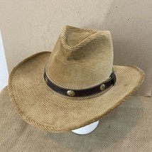 Resitol Western Ranchman 7 3/8 Brown Leather Band Corduroy Vtg USA Md Co... - $78.21