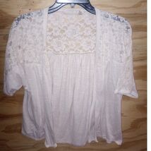 Women's Allison Brittney Cardigan Off-White XL Lace Layering Flowy - $13.50