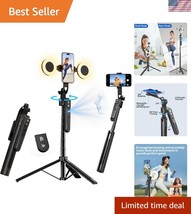 AI-Powered Selfie Stick &amp; Tripod - 360° Rotation with Illuminating Ring ... - $55.50