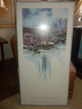Michael Atkinson framed pencil sgnd Santa Fe Weavers Smoky Ridge Gallery 20&quot;x40&quot; - £120.63 GBP