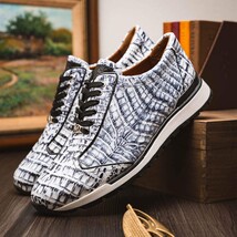Alonzo Genuine Caiman Crocodile Fashion Sneaker Newspaper image 7