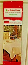NEW FABRIC TABLECLOTH CHRISTMAS IVORY 60&quot; X 84&quot; HOLIDAY TIME Holly Poins... - $19.80