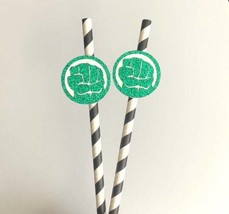 HULK SMASH Environmental Friendly Paper Straws | Avenger Theme Paper Straws | Ma - £6.28 GBP